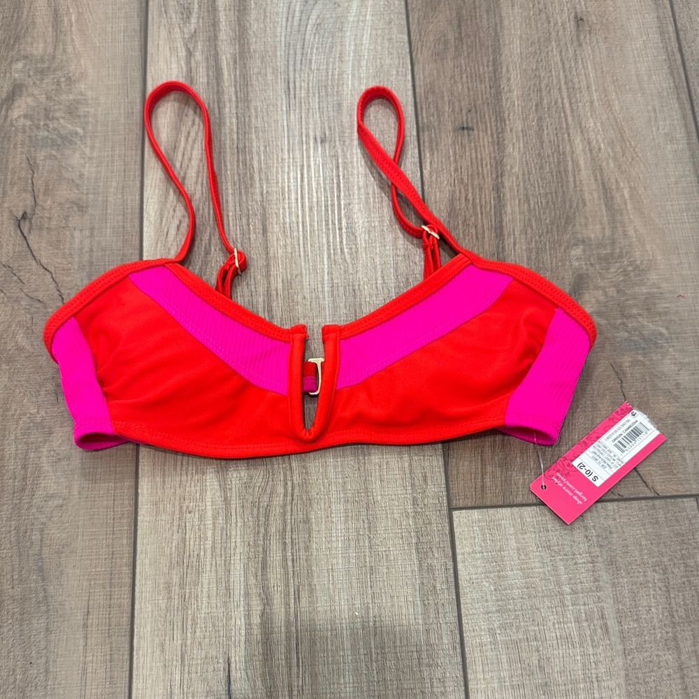 Xhilaration Vibrant Red and Pink Bikini Top